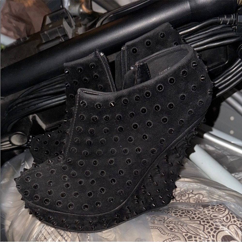 Black Studded Platform Booties - image 3